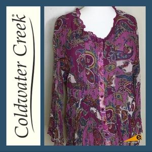 EUC COLDWATER CREEK Boho Sheer Blouse Sz. 1X